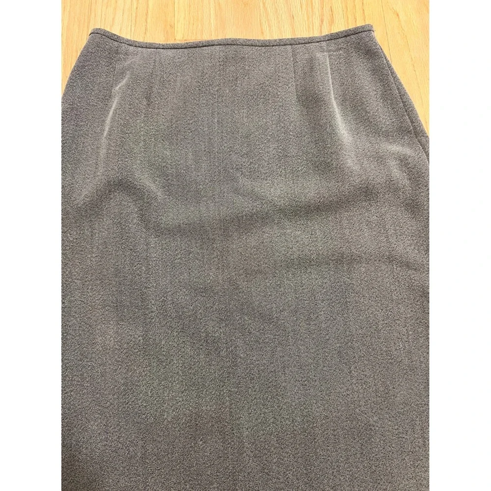 Vintage Grey Textured Pencil Skirt Knee Length Back Vent Size 8 Professional